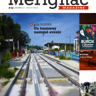 Couverture Merignac magazine n52 Sebastien Huruguen travaux du tramway CUB bordeaux rails station