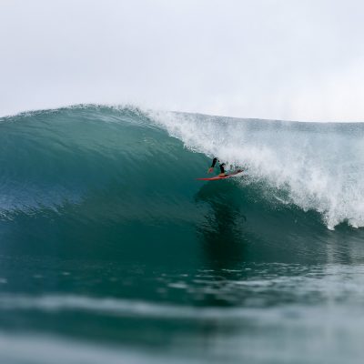 Arnaud Darrigade inside the tube in Hossegor with his step off partner PV Laborde - Quik Pro France 2016 | Sebastien Huruguen www.huruguen.fr