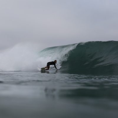 Surfer in Hossegor bottom turn with GoPro in the mouth - Quik Pro France 2016 | Sebastien Huruguen www.huruguen.fr