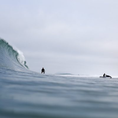 Nicolas Brieda step off Bastien Bonnarme jet ski to ride a massive wave in Hossegor - Quik Pro France 2016 | Sebastien Huruguen www.huruguen.fr