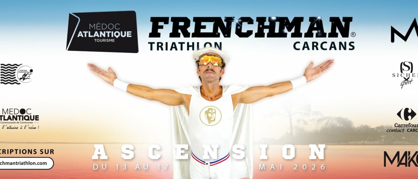 Affiche du Médoc Atlantique Frenchman Triathlon 2026 à Carcans Maubuisson
